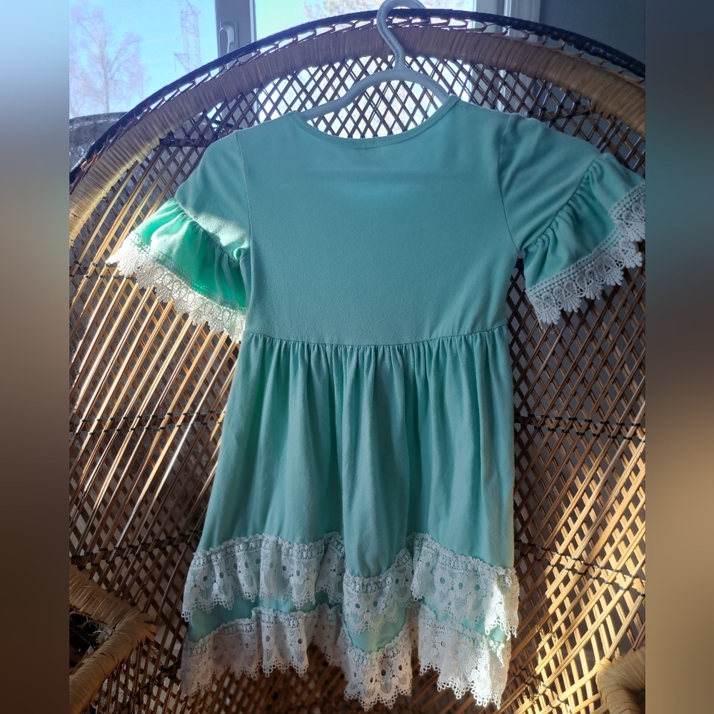 Little girls  boutique  teal dress. Tags say XXL but dress fits a 5- 6.